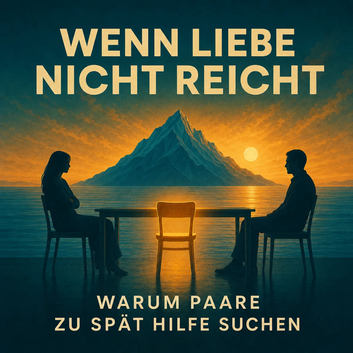 Paar im Gespräch mit einem freien Stuhl als Symbol für Paarberatung
